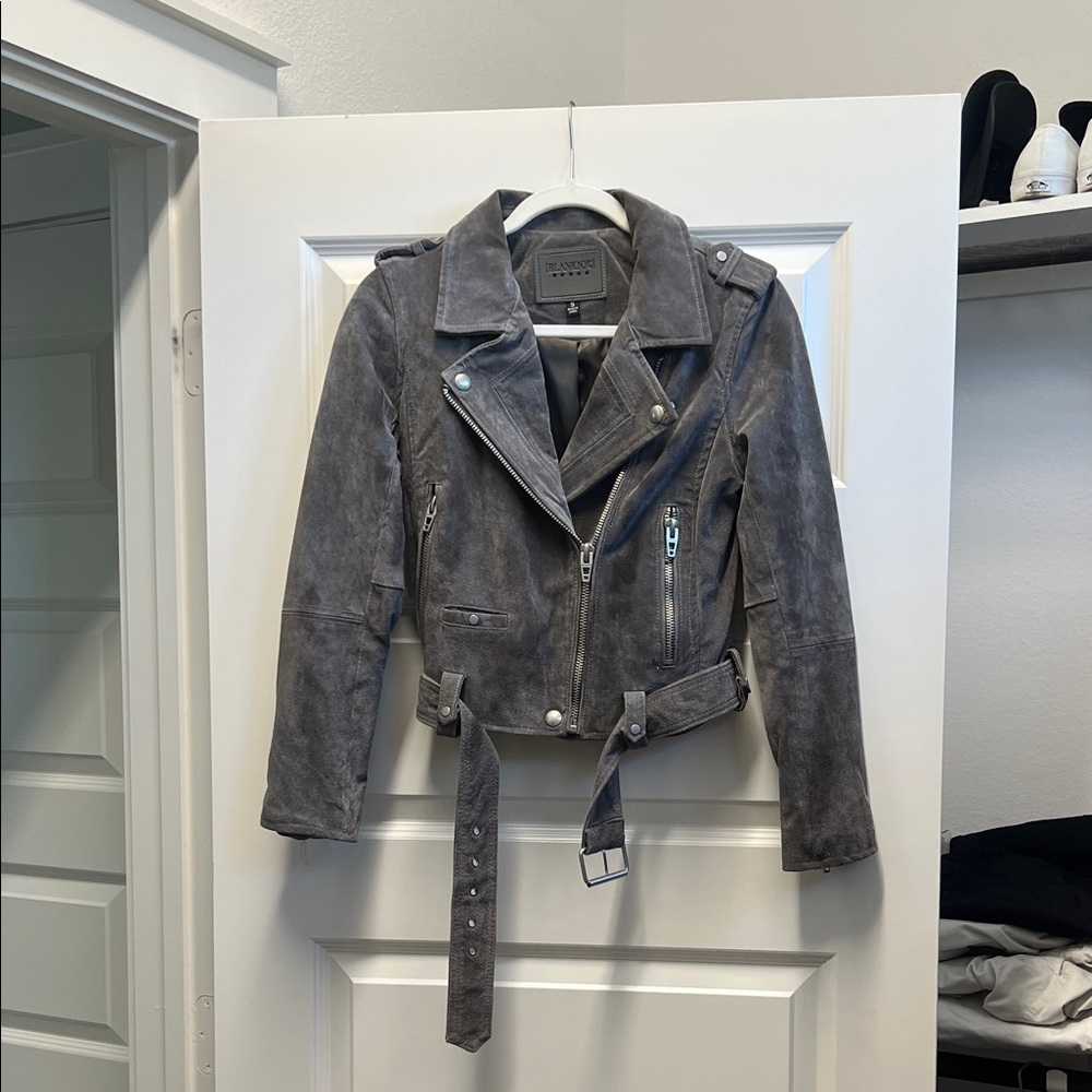 Blank NYC Gray Leather Biker Jacket